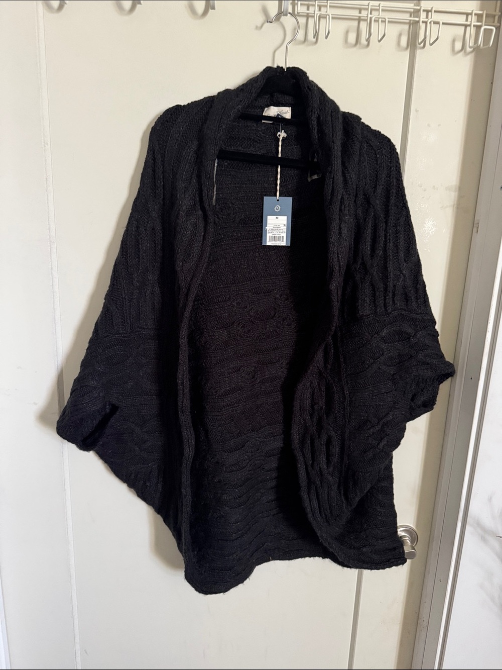 Universal Thread Black Cable-Knit Open Cardigan Poncho M